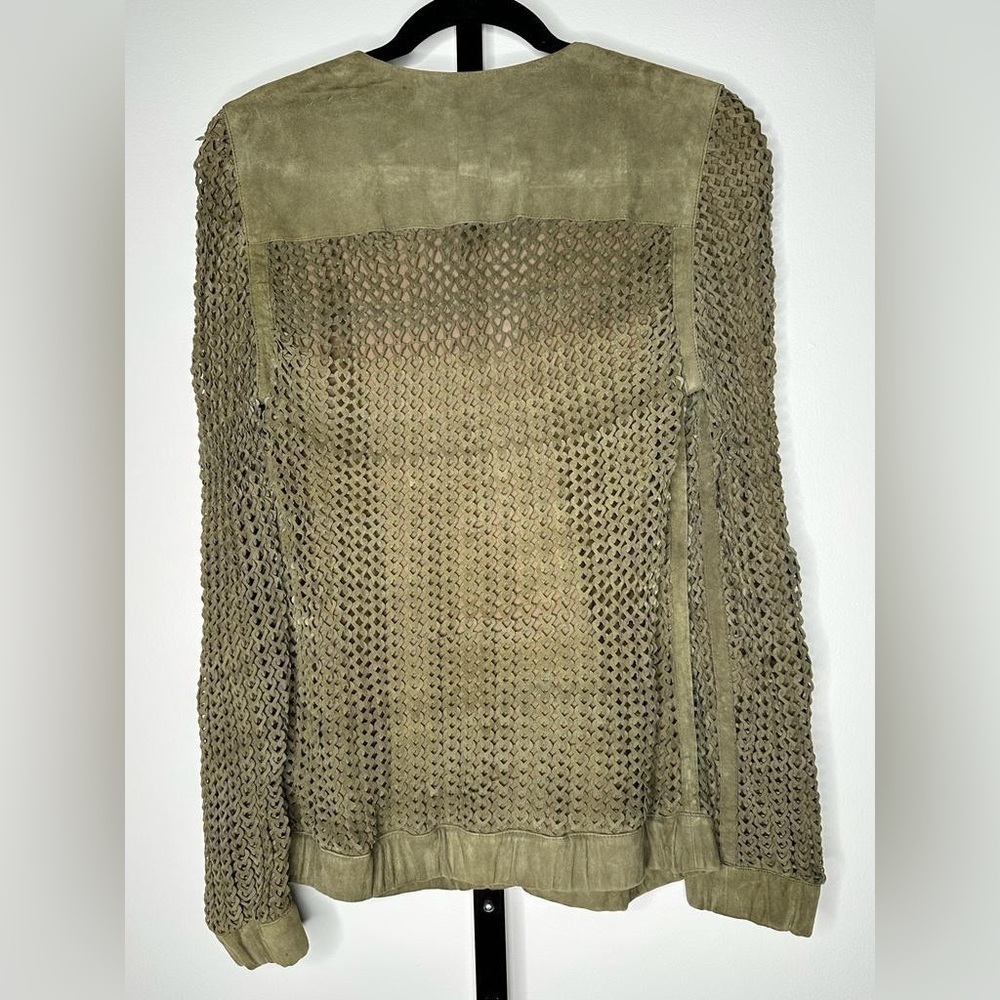 Escada Women's 100% Leather Blazer - Green Cactus - Size 36 - Picture 2 of 8